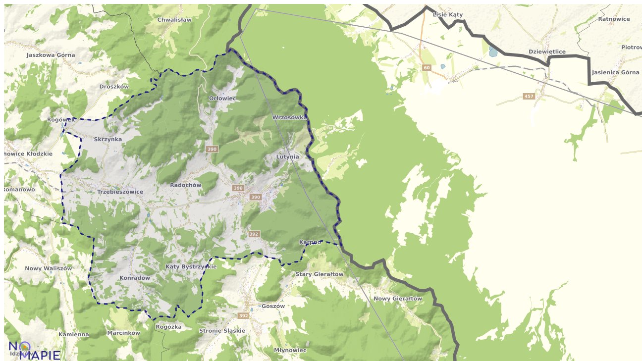 Mapa obszarów ochrony przyrody Lądka-Zdroju