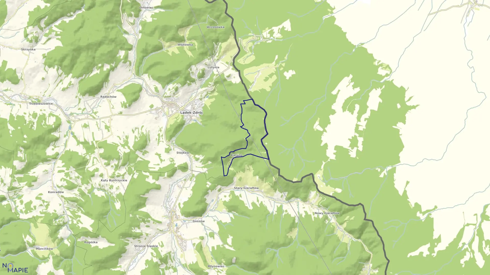 Mapa obrębu Karpno w gminie Lądek-Zdrój