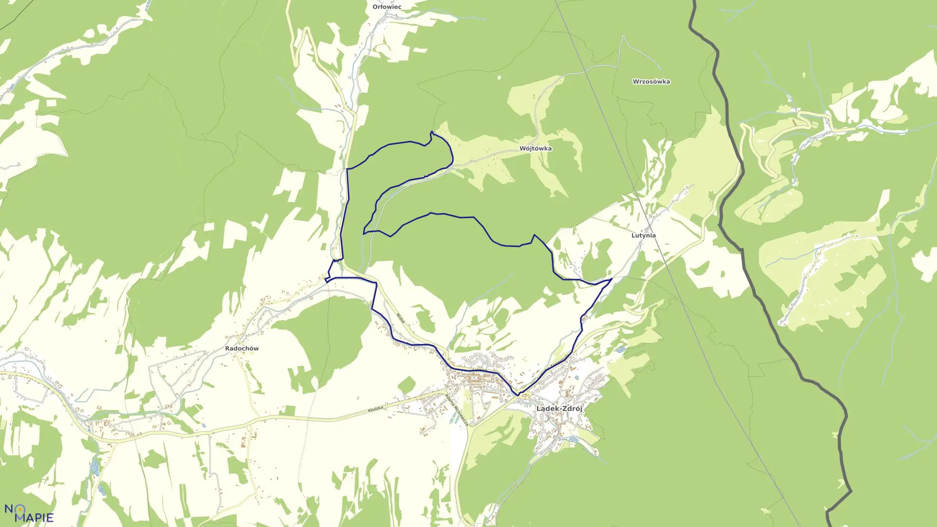 Mapa obrębu Nowy Zdrój w gminie Lądek-Zdrój