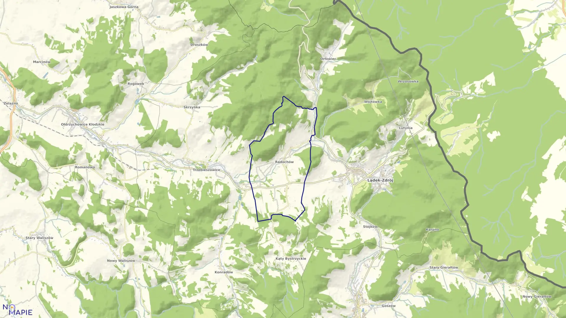 Mapa obrębu Radochów w gminie Lądek-Zdrój