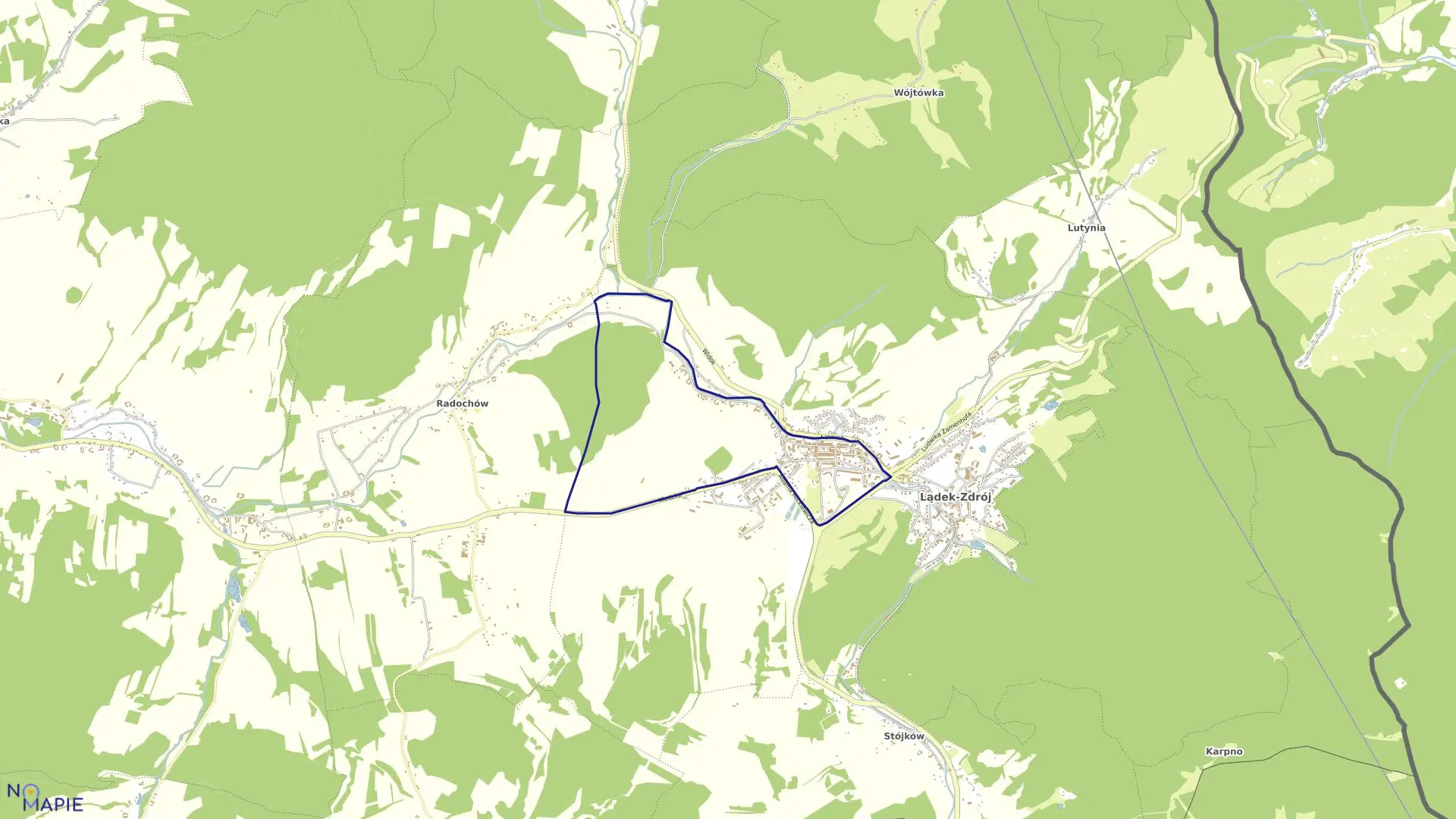 Mapa obrębu Stare Miasto w gminie Lądek-Zdrój