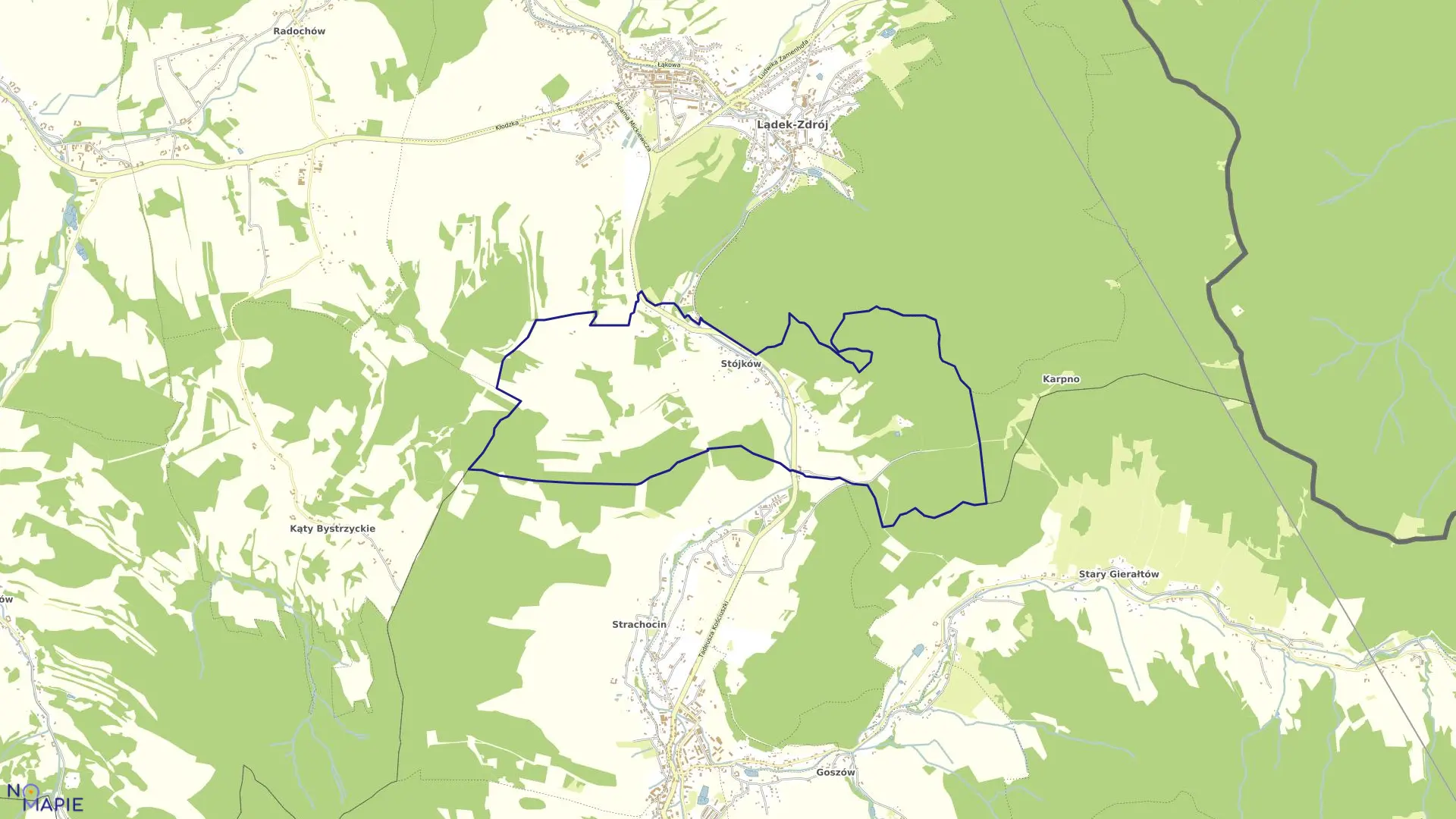 Mapa obrębu Stójków w gminie Lądek-Zdrój