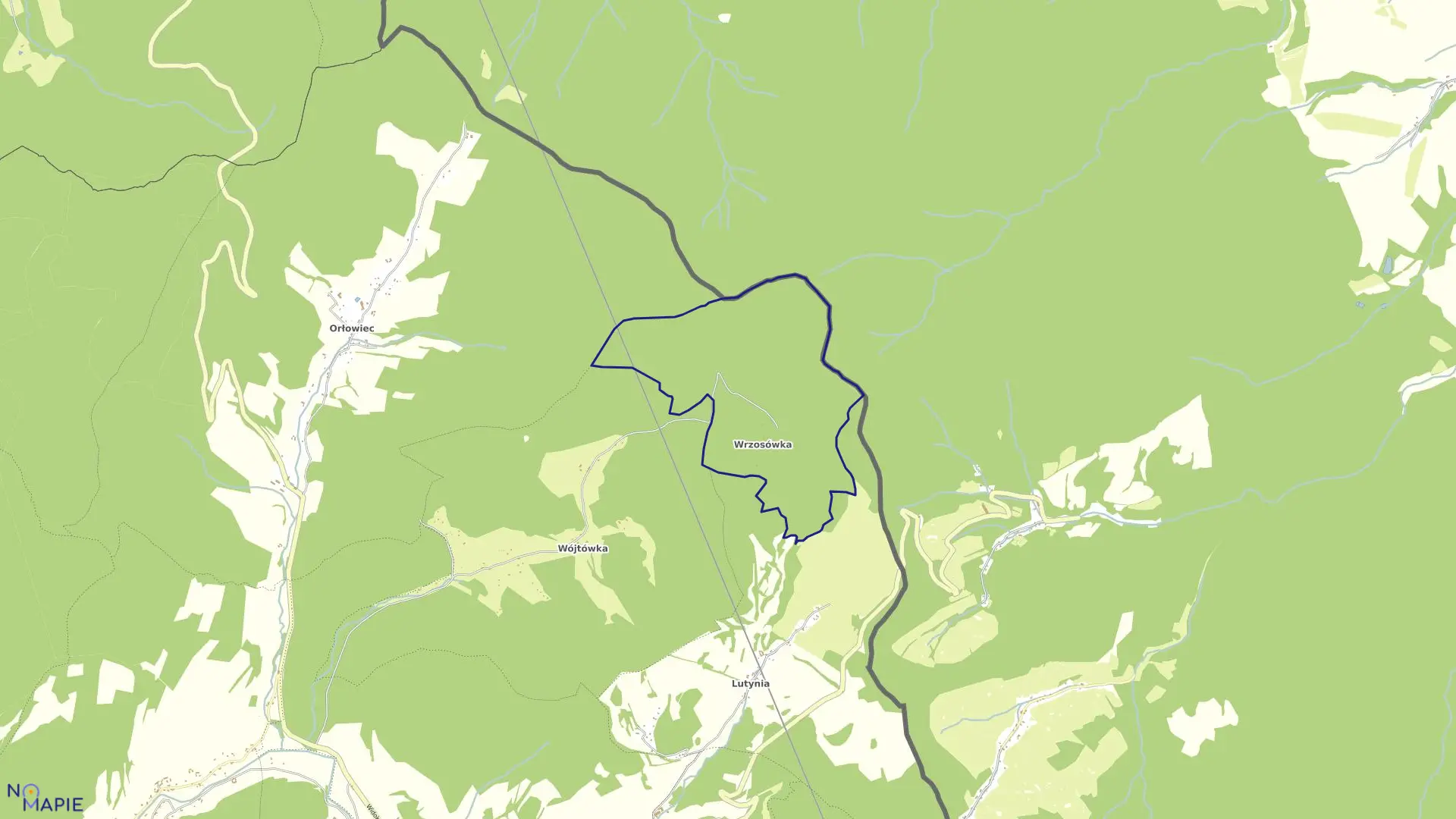 Mapa obrębu Wrzosówka w gminie Lądek-Zdrój